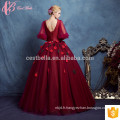 High-end Dark Red Kayting Ladies Chiffon Deux pièces Party Wear Long Robes de soirée